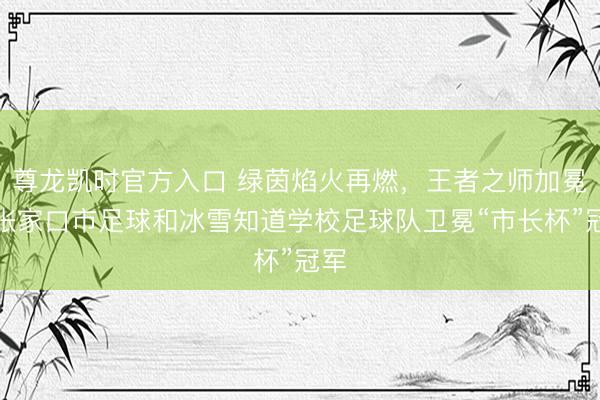 尊龙凯时官方入口 绿茵焰火再燃，王者之师加冕！张家口市足球和冰雪知道学校足球队卫冕“市长杯”冠军