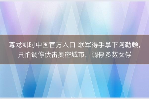 尊龙凯时中国官方入口 联军得手拿下阿勒颇，只怕调停伏击奥密城市，调停多数女俘
