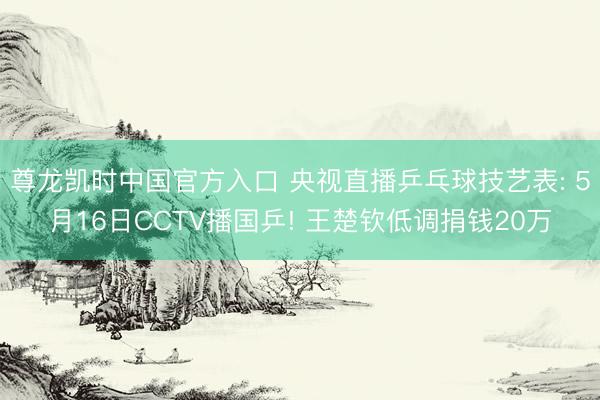 尊龙凯时中国官方入口 央视直播乒乓球技艺表: 5月16日CCTV播国乒! 王楚钦低调捐钱20万