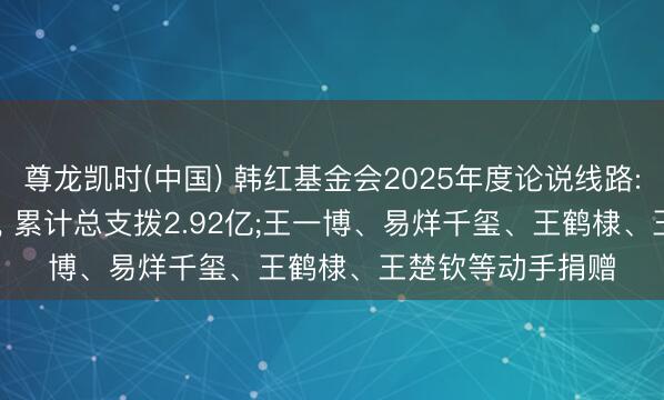 尊龙凯时(中国) 韩红基金会2025年度论说线路: 年收入近7.83亿, 累计总支拨2.92亿;王一博、易烊千玺、王鹤棣、王楚钦等动手捐赠