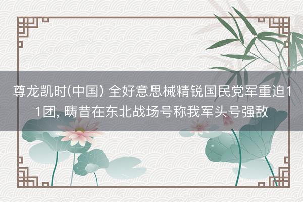 尊龙凯时(中国) 全好意思械精锐国民党军重迫11团， 畴昔在东北战场号称我军头号强敌