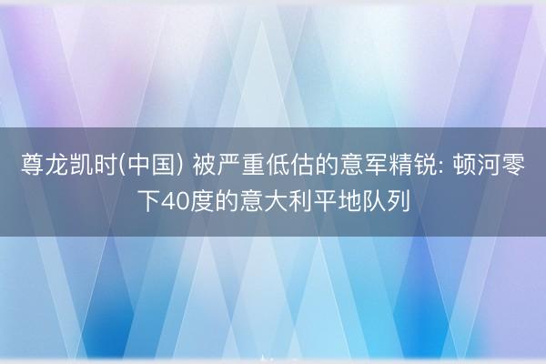 尊龙凯时(中国) 被严重低估的意军精锐: 顿河零下40度的意大利平地队列