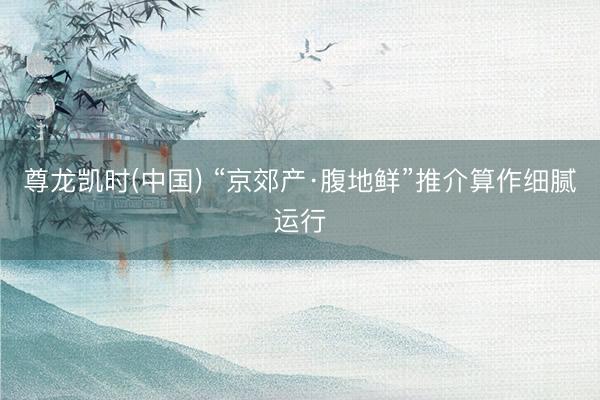 尊龙凯时(中国) “京郊产·腹地鲜”推介算作细腻运行