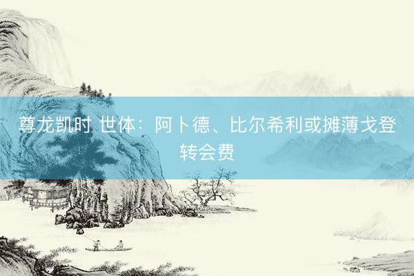 尊龙凯时 世体：阿卜德、比尔希利或摊薄戈登转会费