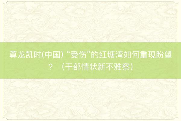 尊龙凯时(中国) “受伤”的红塘湾如何重现盼望?(干部情状新不雅察)