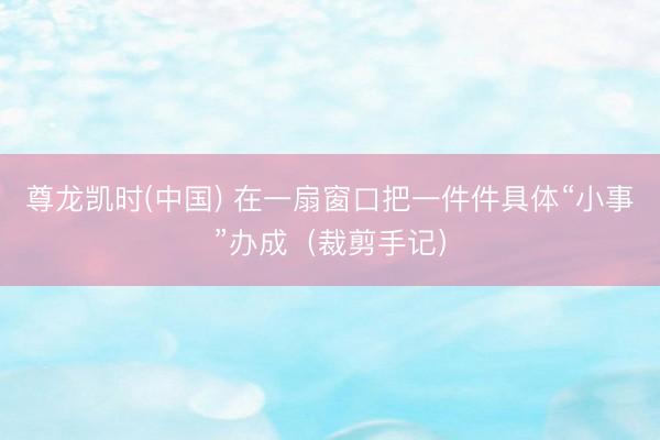 尊龙凯时(中国) 在一扇窗口把一件件具体“小事”办成（裁剪手记）