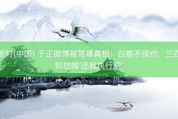 尊龙凯时(中国) 于正微博被骂爆真相:白鹿不续约,三四线宝妈怒喊'还我执行剧'