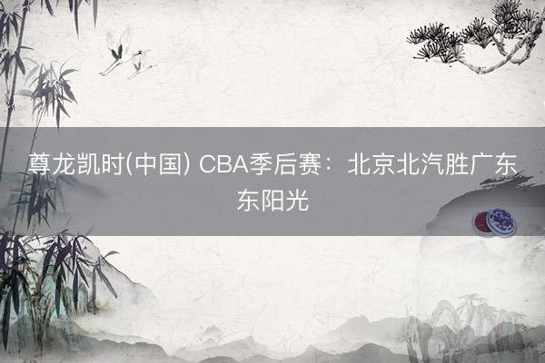 尊龙凯时(中国) CBA季后赛：北京北汽胜广东东阳光