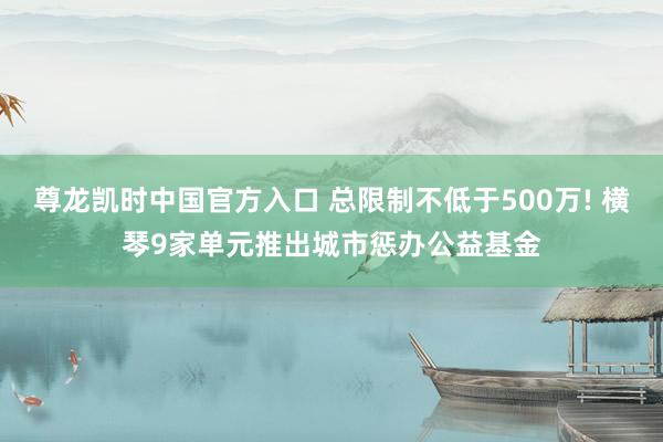 尊龙凯时中国官方入口 总限制不低于500万! 横琴9家单元推出城市惩办公益基金