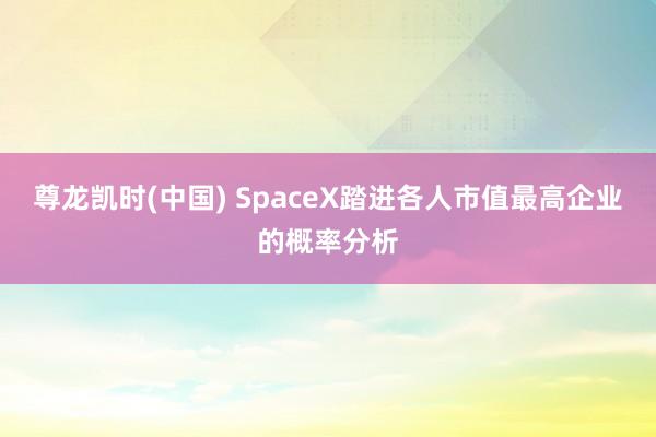 尊龙凯时(中国) SpaceX踏进各人市值最高企业的概率分析